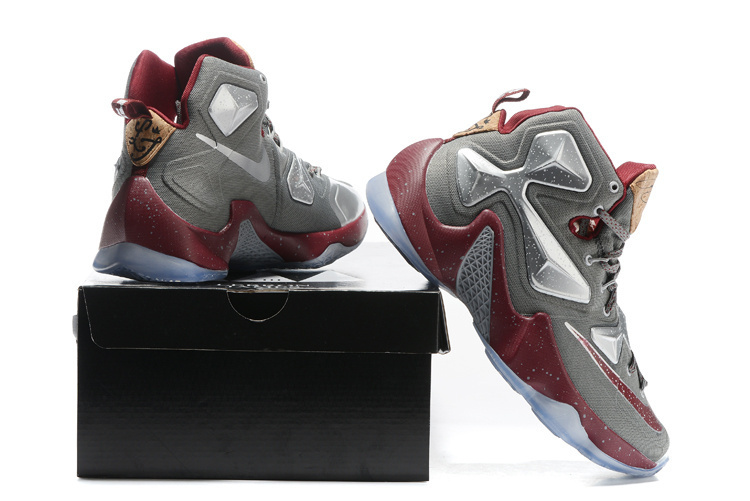 Nike Lebron James 13 Cork Grey Red Shoes - Click Image to Close