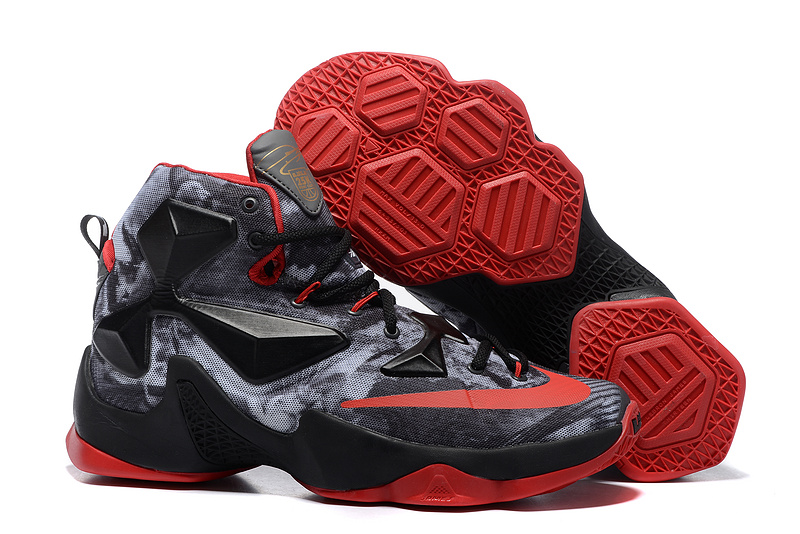 Nike Lebron James 13 Elite Milestone Grey Black Red Shoes - Click Image to Close