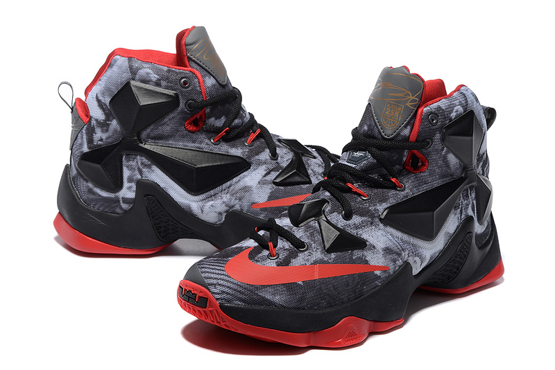 Nike Lebron James 13 Elite Milestone Grey Black Red Shoes - Click Image to Close