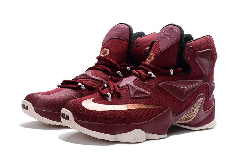 Nike Lebron James 13 Wine Red Gold Shoes - Click Image to Close