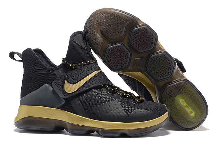 Nike Lebron James 14 Black Gold Shoes - Click Image to Close