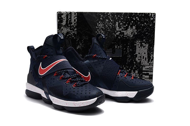 Nike Lebron James 14 Deep Blue Red White Shoes - Click Image to Close