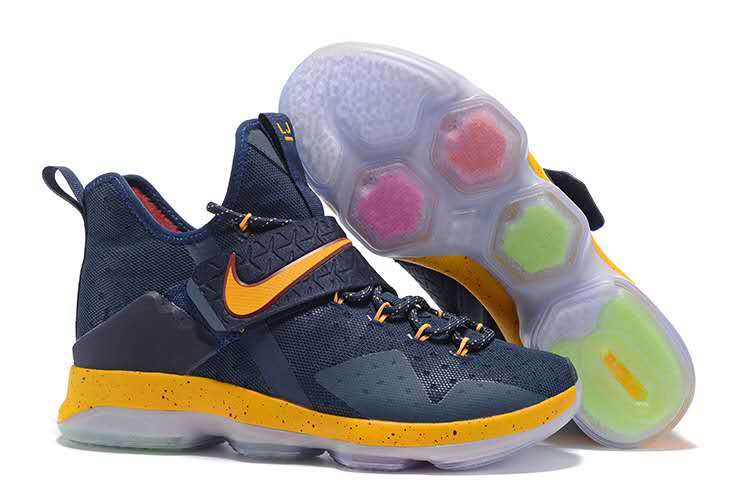 Nike Lebron James 14 Deep Blue Yellow Shoes