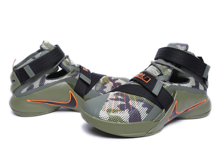 Nike Lebron James 9 Soldier Army Black Orange Shoes