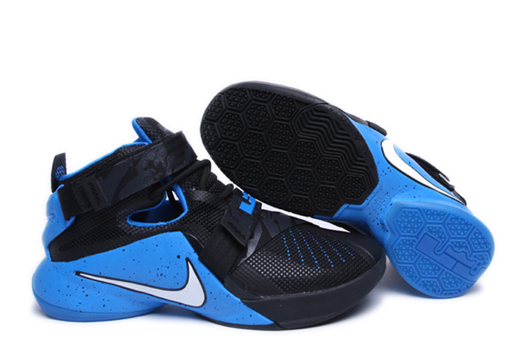 Nike Lebron James 9 Soldier Black Blue Shoes - Click Image to Close