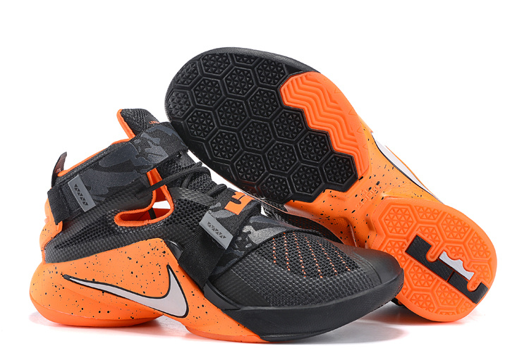 Nike Lebron James 9 Soldier Black Orange Shoes - Click Image to Close