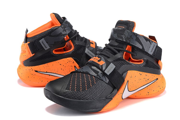 Nike Lebron James 9 Soldier Black Orange Shoes - Click Image to Close