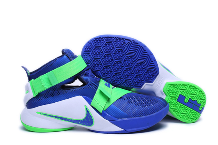 Nike Lebron James 9 Soldier Blue Green White Shoes - Click Image to Close