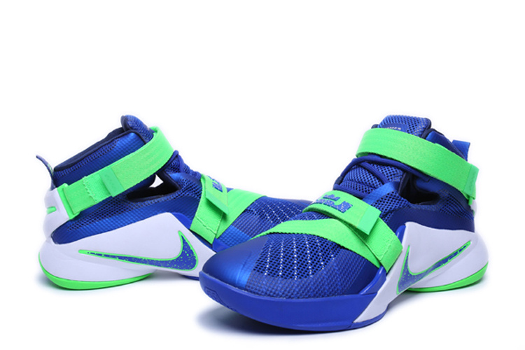Nike Lebron James 9 Soldier Blue Green White Shoes - Click Image to Close