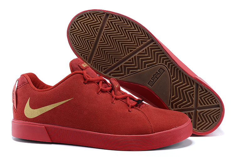 Nike Lebron James Low Casual Shoes All Red Gold - Click Image to Close