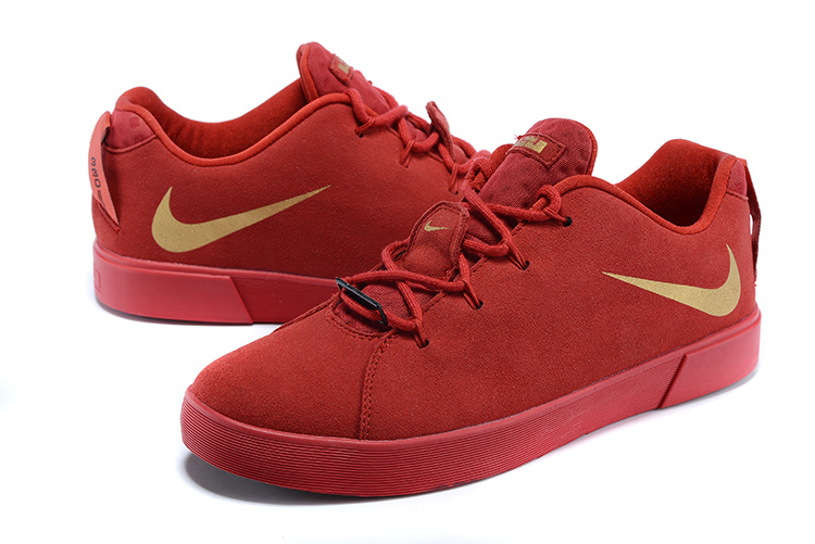 Nike Lebron James Low Casual Shoes All Red Gold - Click Image to Close