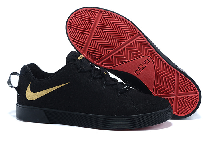 Nike Lebron James Low Casual Shoes Dark Black Gold