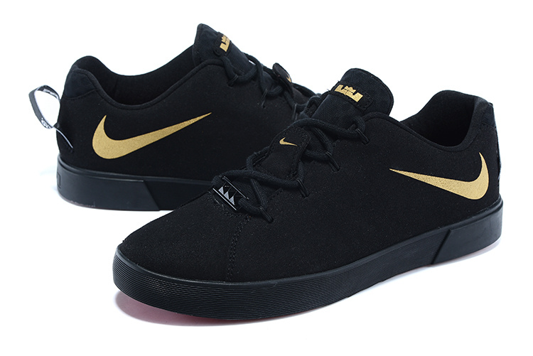 Nike Lebron James Low Casual Shoes Dark Black Gold - Click Image to Close