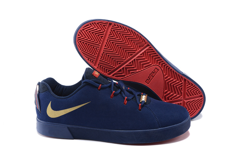Nike Lebron James Low Casual Shoes Deep Blue Gold Red