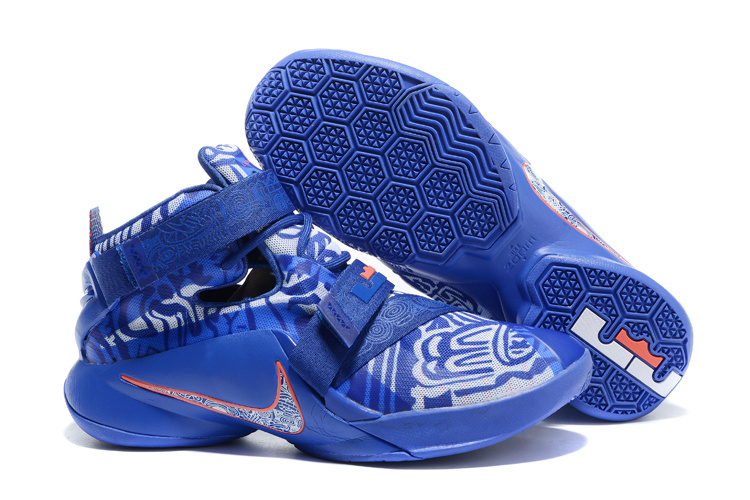 Nike Lebron James Soldier 9 Blue And White Porcelain Shoes - Click Image to Close