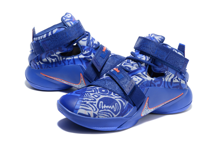 Nike Lebron James Soldier 9 Blue And White Porcelain Shoes - Click Image to Close