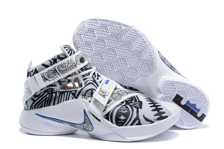 Nike Lebron James Soldier 9 Graffiti White Black Shoes - Click Image to Close