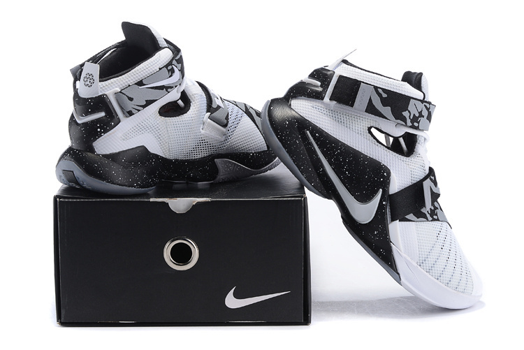 Nike Lebron James Soldier 9 Oreo White Black Shoes - Click Image to Close