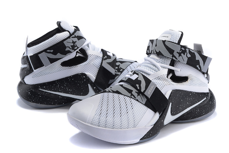 Nike Lebron James Soldier 9 Oreo White Black Shoes - Click Image to Close