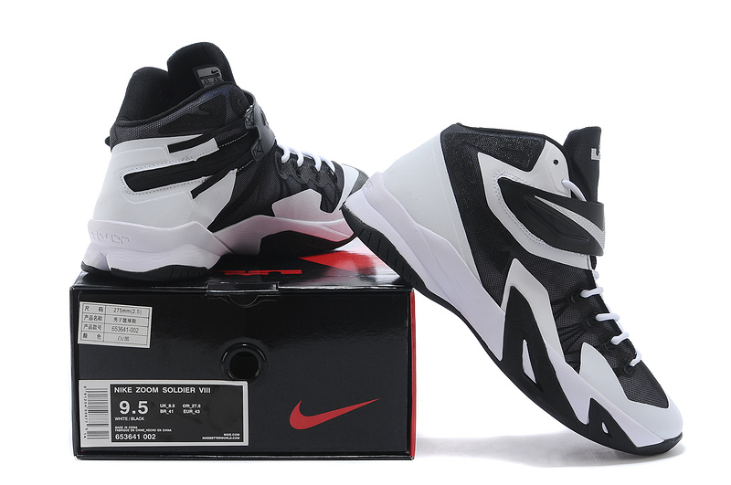 Nike Lebron James Solider 8 White Black Shoes - Click Image to Close