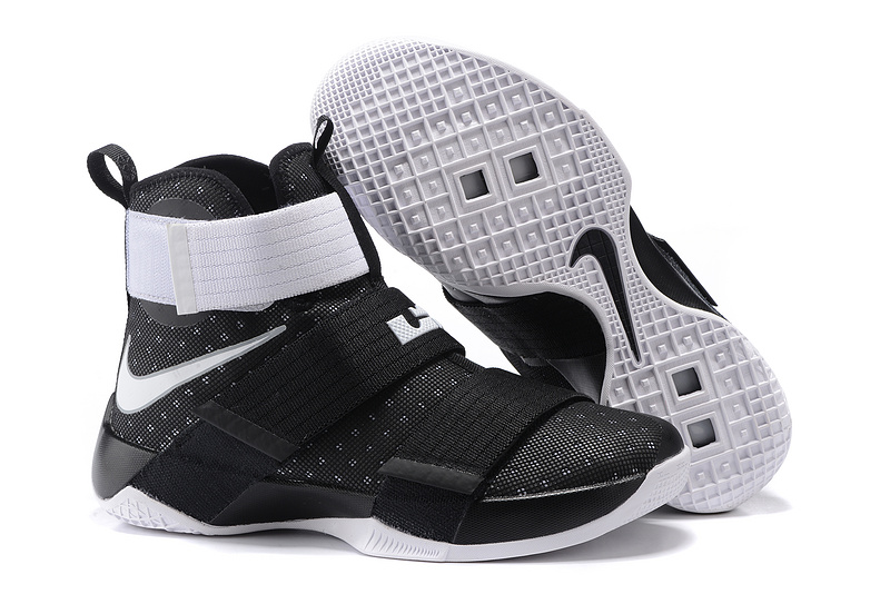 Nike Lebron Soldier 10 All Black White Shoes