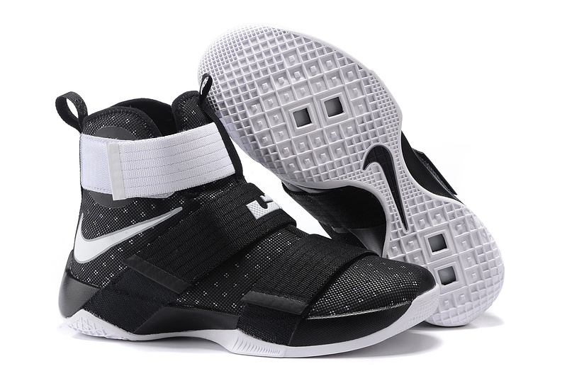 Nike Lebron Soldier 10 All Black White Shoes - Click Image to Close