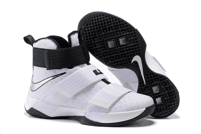 Nike Lebron Soldier 10 All White Black Shoes - Click Image to Close