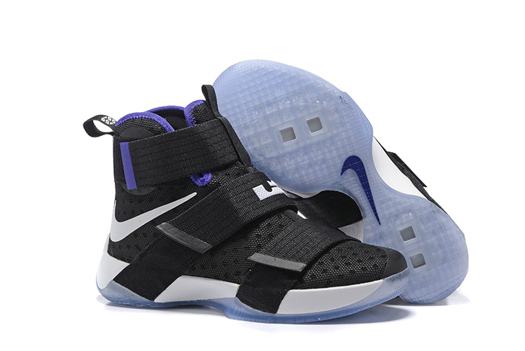 Nike Lebron Soldier 10 Black White Blue Shoes - Click Image to Close