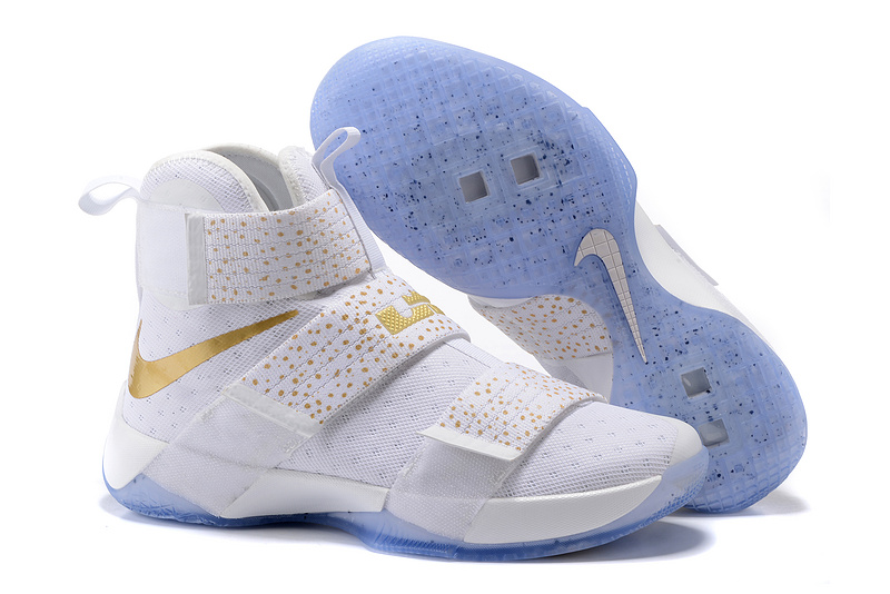 Nike Lebron Soldier 10 White Gold Ponit Shoes - Click Image to Close