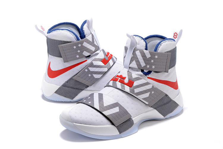Nike Lebron Soldier 10 White Grey Red Shoes