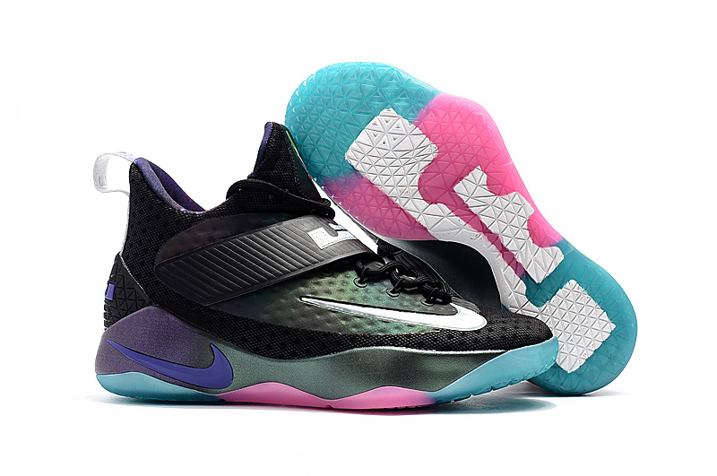 Nike Lebron Soldier 11 Black Blue Pink Shoes - Click Image to Close