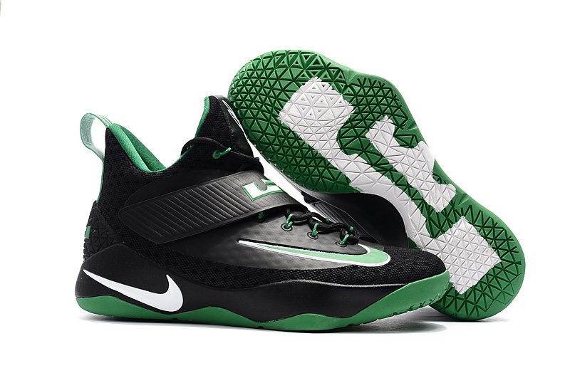 Nike Lebron Soldier 11 Black Green White Shoes - Click Image to Close