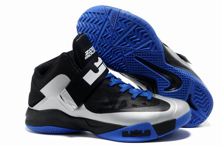 Lebron James Soldier 6 Black Blue Silver Shoes - Click Image to Close