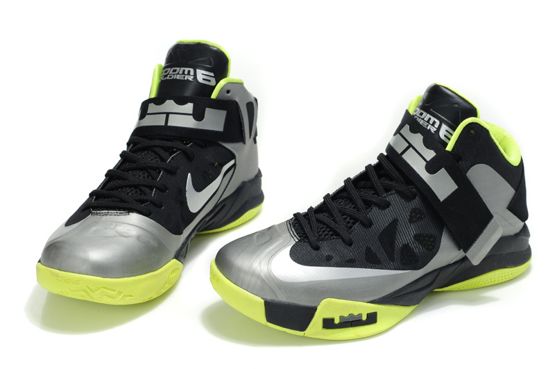 Lebron James Soldier 6 Black Grey Green Shoes - Click Image to Close