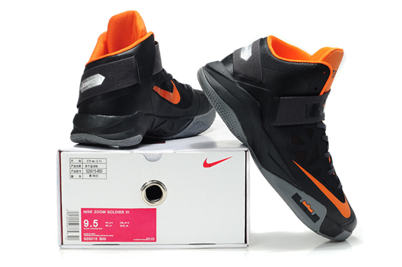 Lebron James Soldier 6 Black Orange Shoes - Click Image to Close