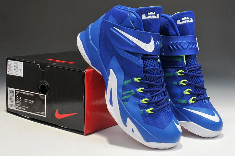 Lebron James Soldier 8 Blue White Basketball Shoes - Click Image to Close