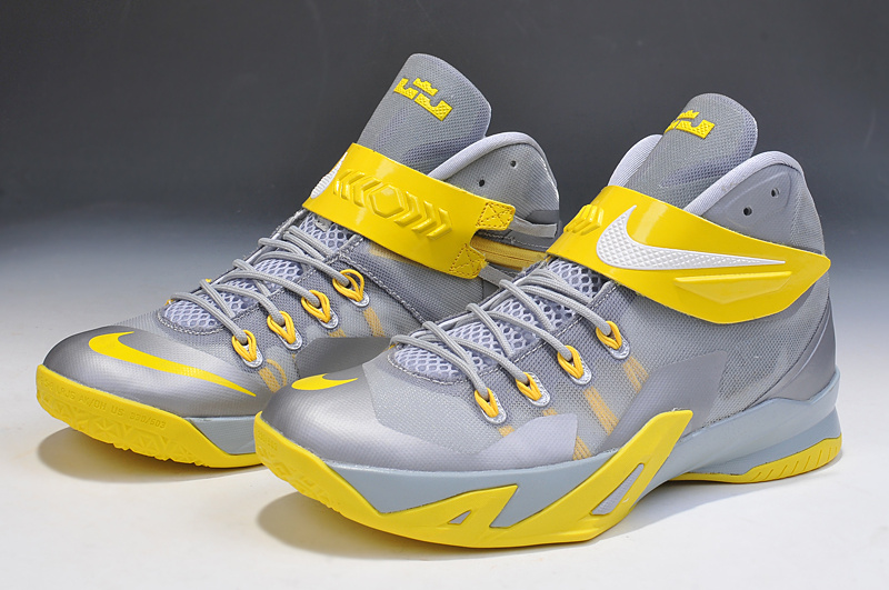 Lebron James Soldier 8 Grey Yellow Basketball Shoes - Click Image to Close