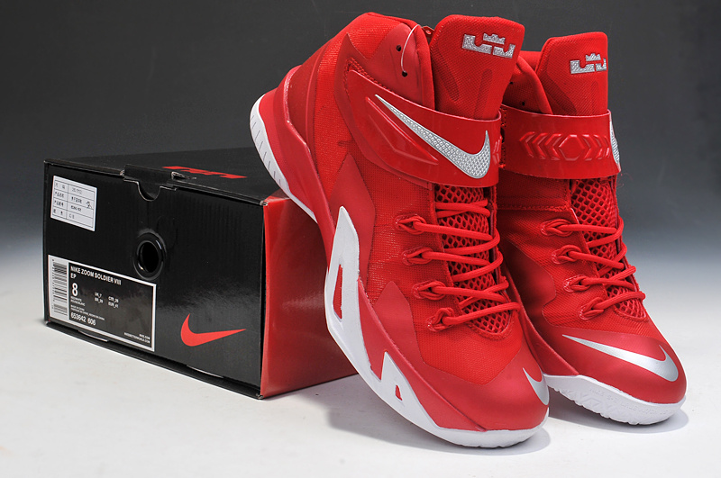 Lebron James Soldier 8 Red White Basketball Shoes