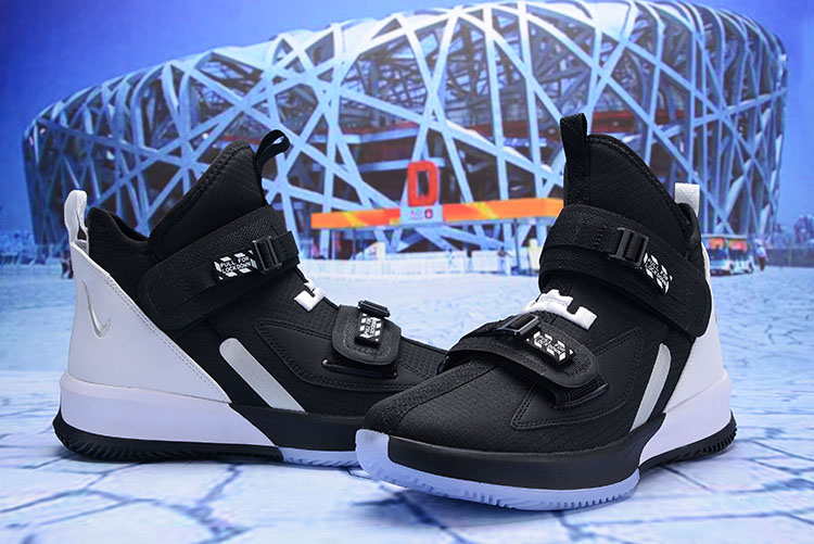 2019 Nike Lebron Solider 13 Black White Blue - Click Image to Close