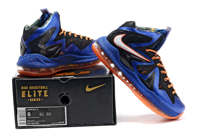 Nike Lebron James 10 Shoes PS Elite Blue Black Orange - Click Image to Close