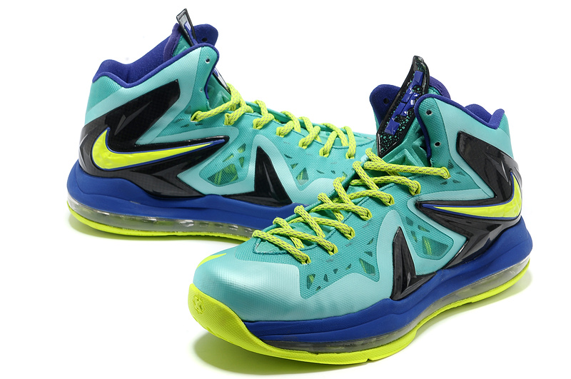 Nike Lebron James 10 Shoes PS Elite Blue Yellow