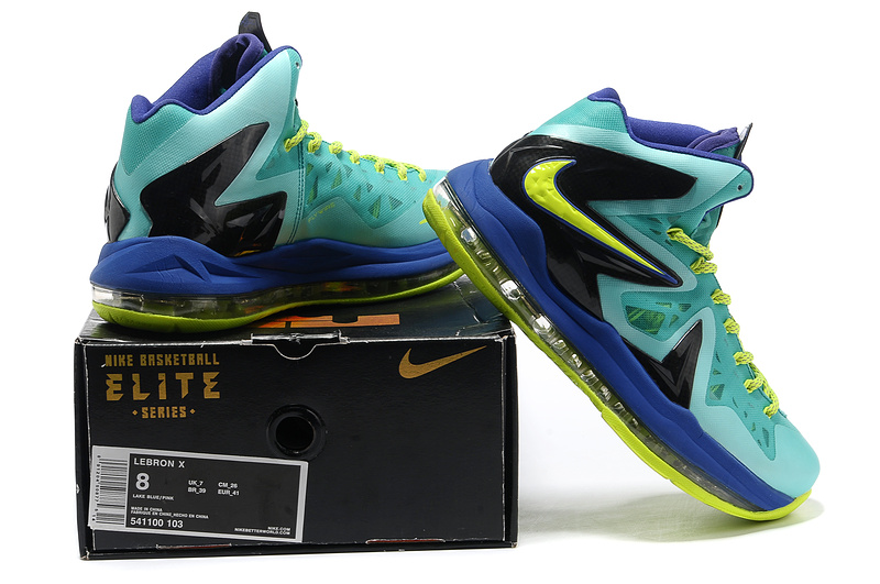 Nike Lebron James 10 Shoes PS Elite Blue Yellow