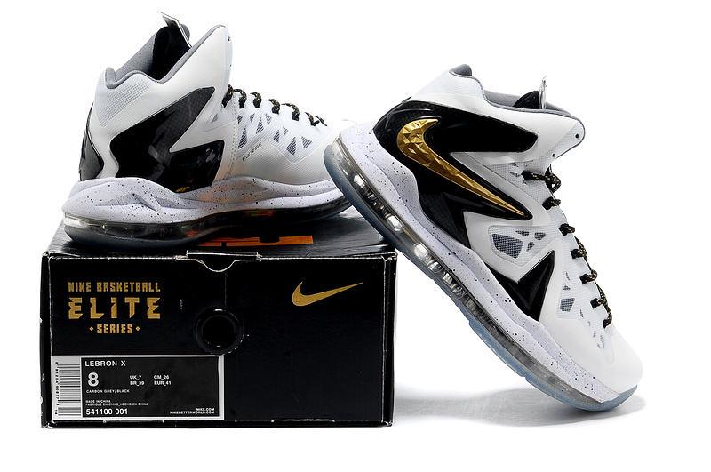 Nike Lebron James 10 Shoes PS Elite White Black - Click Image to Close
