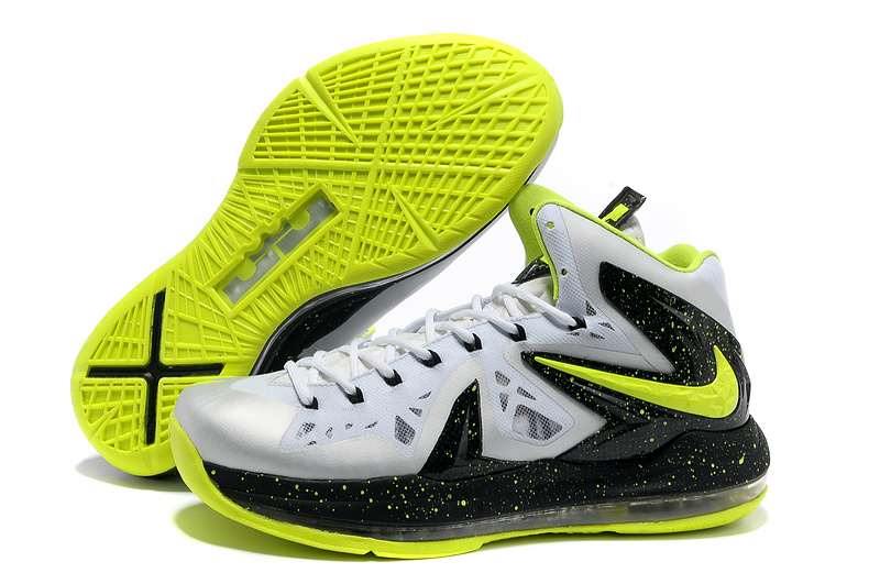 Nike Lebron James 10 Shoes PS Elite White Black Yellow - Click Image to Close