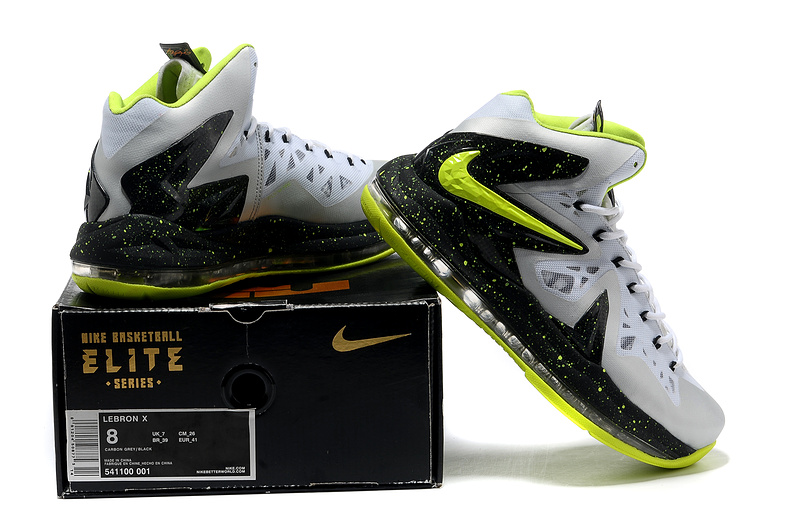 Nike Lebron James 10 Shoes PS Elite White Black Yellow - Click Image to Close