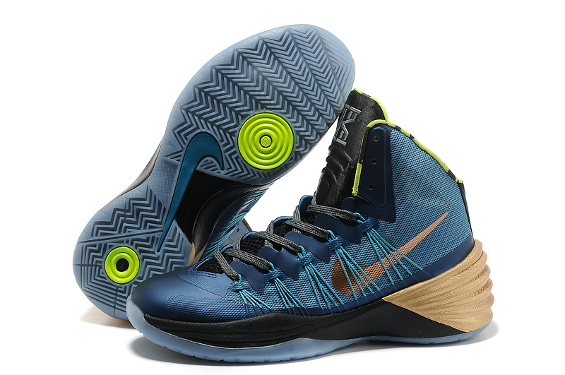 Nike Lunar Hyperdunk 2013 XDR Blue Gold Black Basketball Shoes