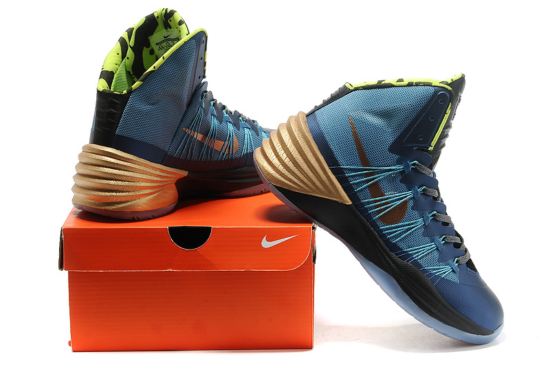 Nike Lunar Hyperdunk 2013 XDR Gold Blue Black For Women