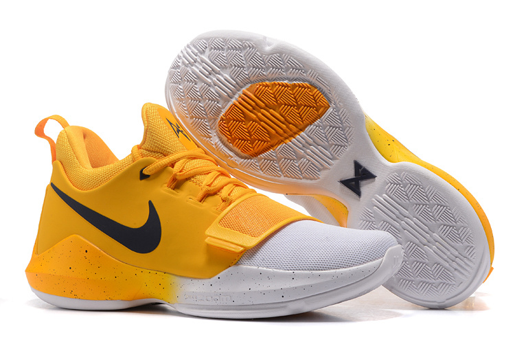 Nike PG 1 Wolf Yellow White Blue Shoes - Click Image to Close