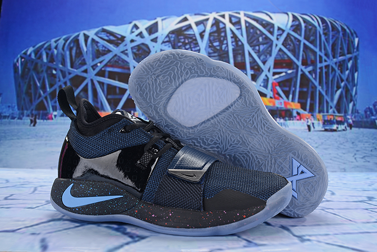 Nike PG 2 Plus Black Blue Swoosh Shoes - Click Image to Close