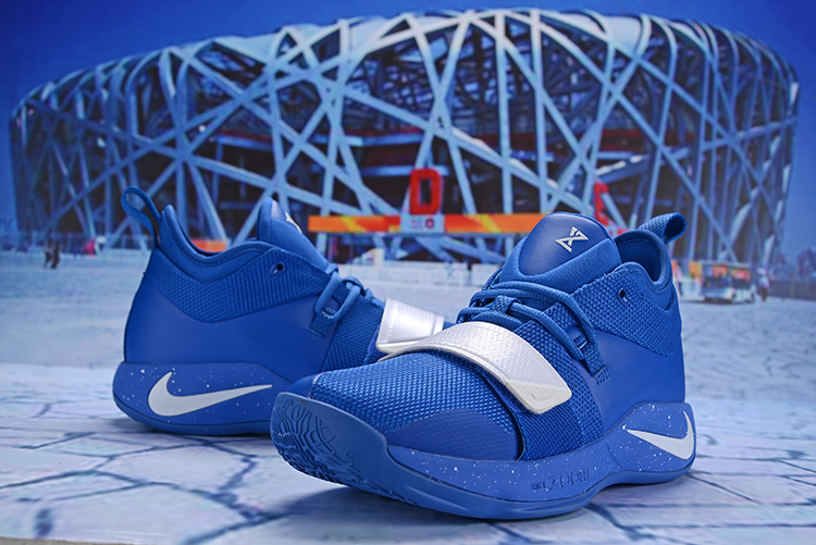 Nike PG 2 Plus Blue White Swoosh Swoosh Shoes